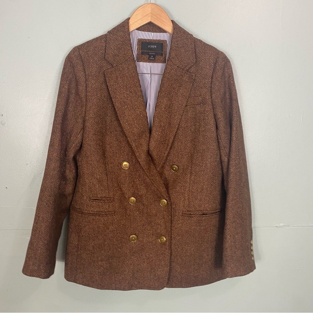 J. Crew Women's Tan Double-Breasted Blazer Size 8